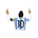 Sticker impermeabile Messi indicando il cielo