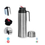 Termo 1lt con pico cebador y manija - ideal para mate - Color Plateado