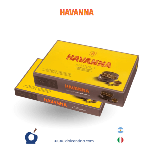 Alfajores Havanna clásicos bañados en chocolate y rellenos de dulce de leche