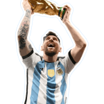 Sticker Messi alzando la coppa mondiale 2022