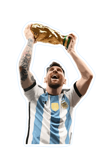 Sticker Messi alzando la coppa mondiale 2022
