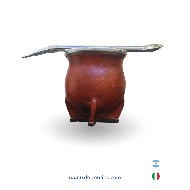 Set Mate de Ceramica forrada con cuero y bombilla amazonas